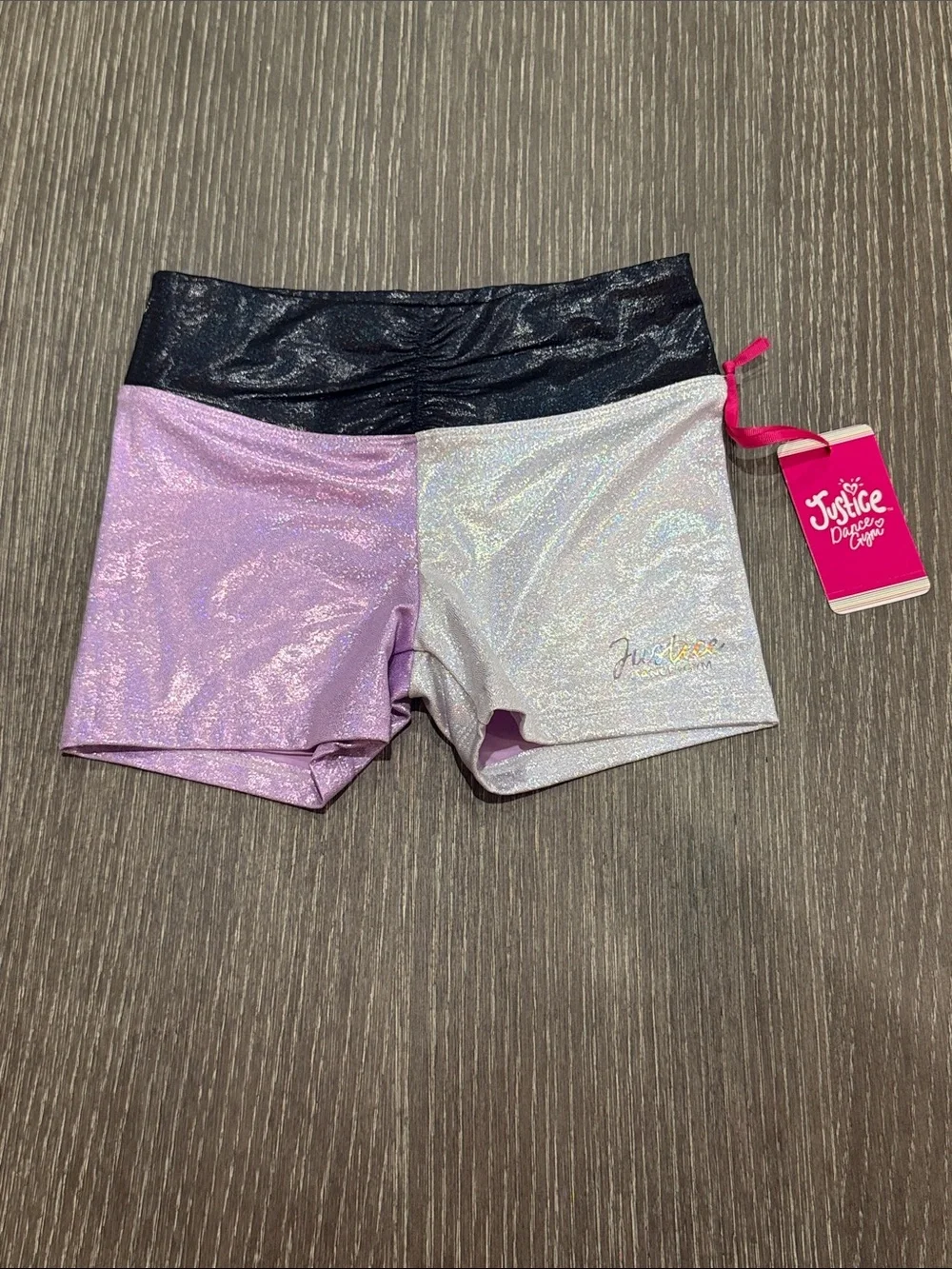 NWT Size Small 7-8 Justice Girls' Shimmer Colorblock Dance Shorts